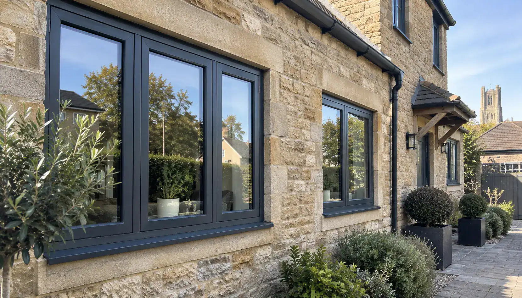 Modern Aluminium Windows in Ely installed on a traditional stone property