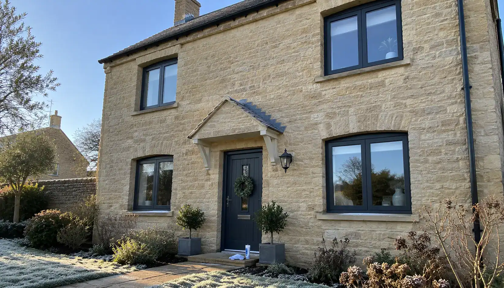 Aluminium Windows in Ely fitted to a stone-built home with anthracite frames